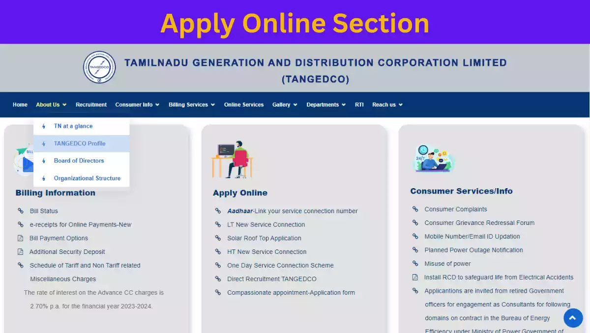Apply Online Section